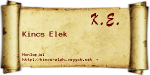 Kincs Elek névjegykártya